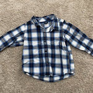 Blue and White Plaid Baby Gap Long Sleeve Button Down Shirt Size 18-24 Months